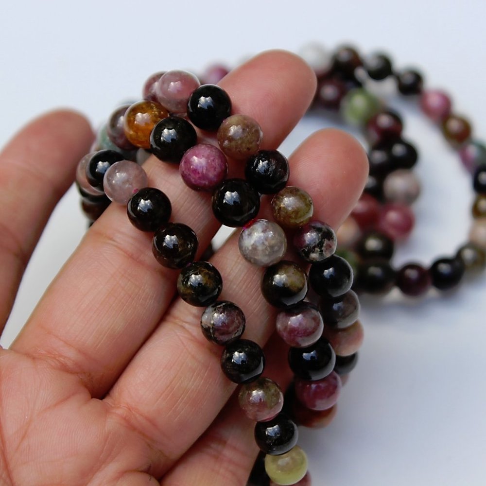 Rainbow Tourmaline Beaded Bracelet